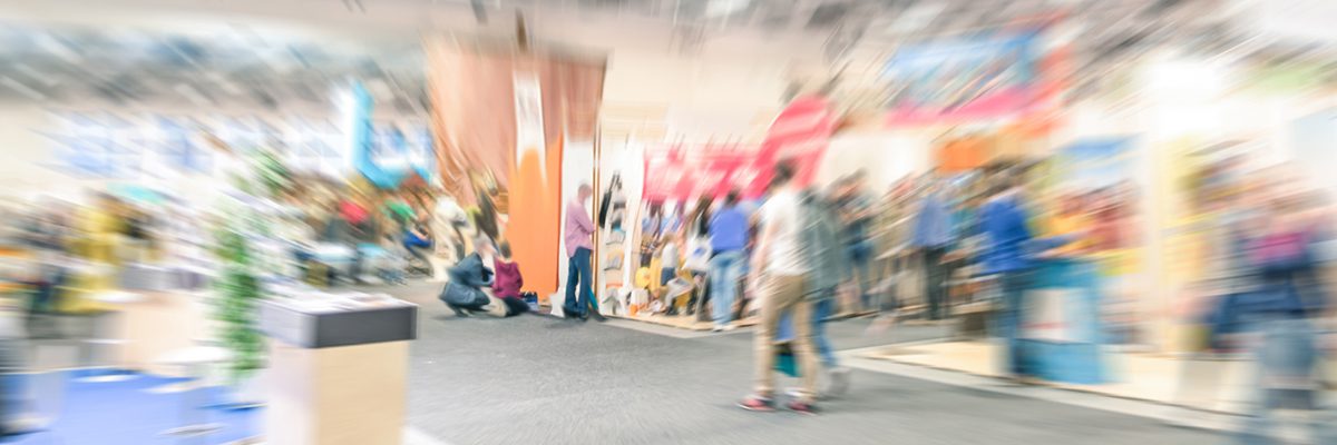 Generic trade show stand with blurred zoom defocusing